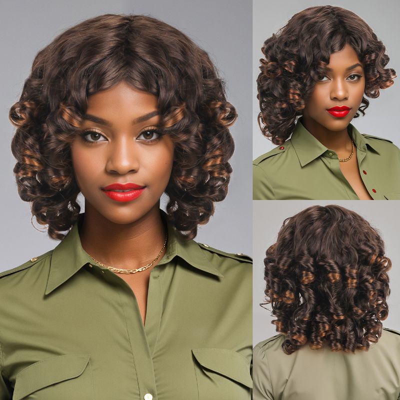 Extension per capelli, parrucche, parrucche corte e ricce, copricapi in fibra chimica_voghion.com