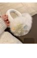 Paraorecchie in peluche bianco stella per donna, paraorecchie invernali pieghevoli e caldi, più protezione per le orecchie in velluto antigelo_voghion.com