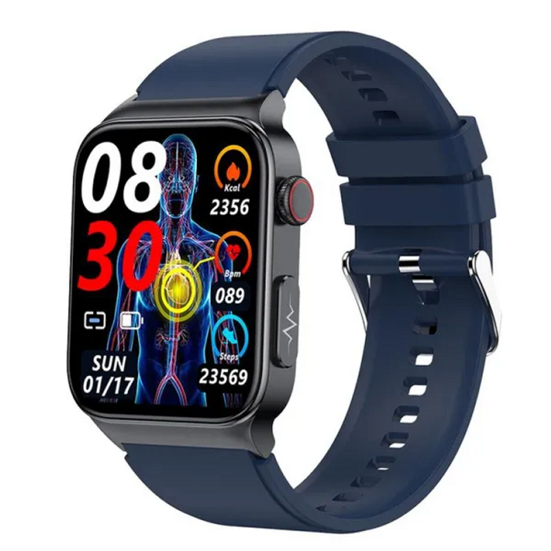 2023 Relógio inteligente de glicose no sangue de 1,83 polegadas, masculino e feminino, monitor de ECG + PCG, pressão arterial, temperatura corporal, smartwatch IP68, rastreador de fitness à prova d'água_voghion.com