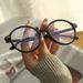 Unisex Transparent Art Round Frame Glasses Frame Female Anti-blue Net Red Flat Light Mirror_voghion.com