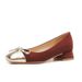 33503 Blockabsatz Square Toe Bowknot 2025 Patchwork Nischenstil Elegante Damen Herbst Einfache High Mid Heels_voghion.com