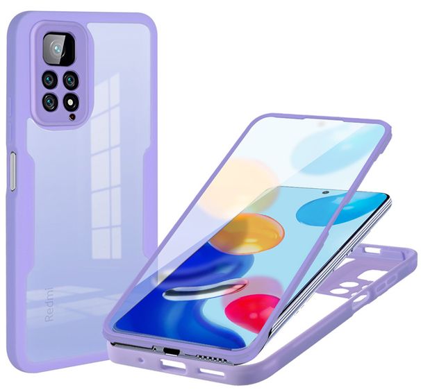 Custodia per telefono a copertura totale per Xiaomi Redmi 9 9A 9C 9T Redmi Note 9 10 11 Pro 9s 10s 11s trasparente 2 in 1 anteriore + posteriore Cov_voghion.com