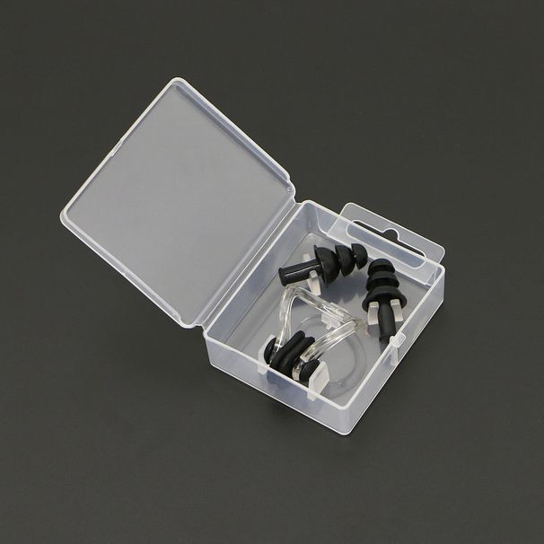 Boxed Swimming And Dustproof Waterproof Silicone Soft Earplugs Nose Clips Set_voghion.com