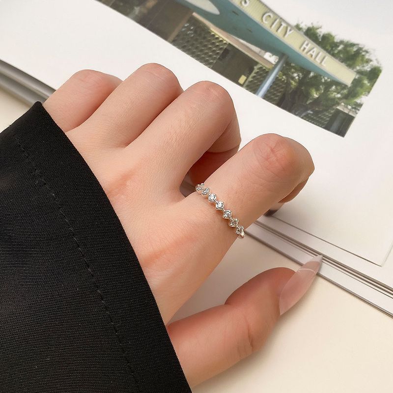 Bague en cuivre incrustée de 7 zircons – Design simple et tendance, bijou anti-ternissement pour femmes et hommes, bague minimaliste_voghion.com