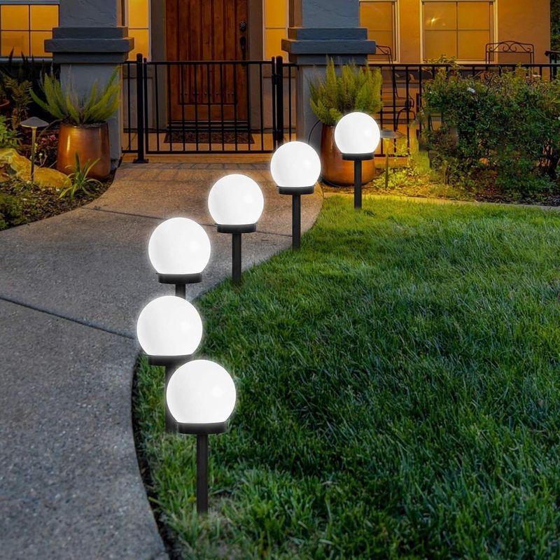 Luci solari da giardino per esterni, illuminazione da giardino a LED a sfera bianca da 10 cm, decorazione impermeabile per prato, luci per vialetti da patio per cortile_voghion.com