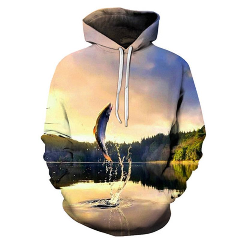 New For Men With 3D Digital Print Fish Pattern, Casual Unisex Hooded Sweatshirt_voghion.com