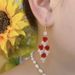 Women's Earrings Red rose zircon ear buckle unique design high-grade sense super fairy wave earrings temperament light luxury_voghion.com