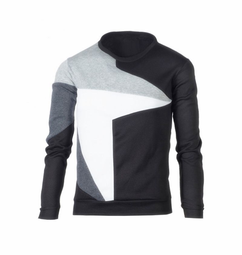 Herrenbekleidung, lässige Mode, Spleißen, Kontrast-Stil, lässiger Langarm-Pullover_voghion.com