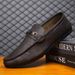 Vattentäta läderloafers i casual-modell med en fot, handgjorda affärsskor med låg skurning, svarta brittiska herrskor, platt botten, tjock_voghion.com