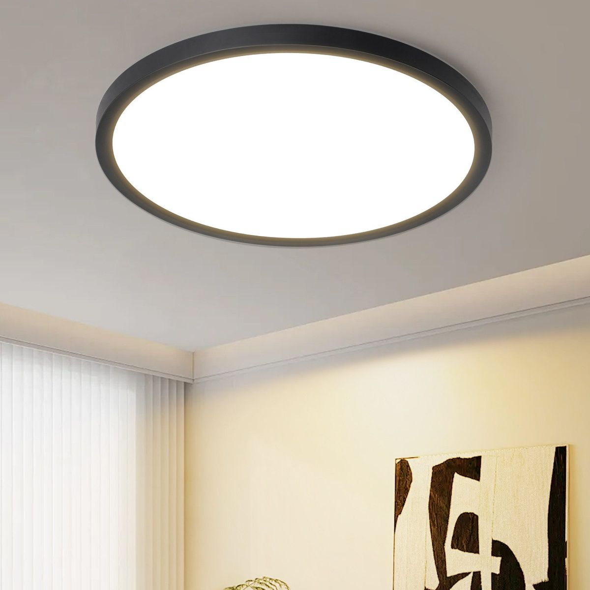 Glitzerlife Deckenlampe LED Deckenleuchte Badezimmer - Flurlampe Ø18cm Rhombenplatte Badlampe Flach Augenschutz Rund Flur 15W Ultra Dünn Warmweiß IP44_voghion.com