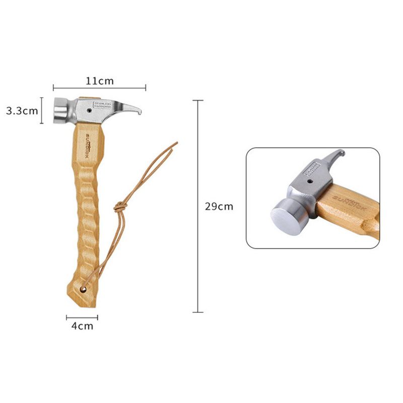 New tent beech wood handle, solid wood, stainless steel, copper h, outdoor hiking tent, ground nail, nail pulling_voghion.com