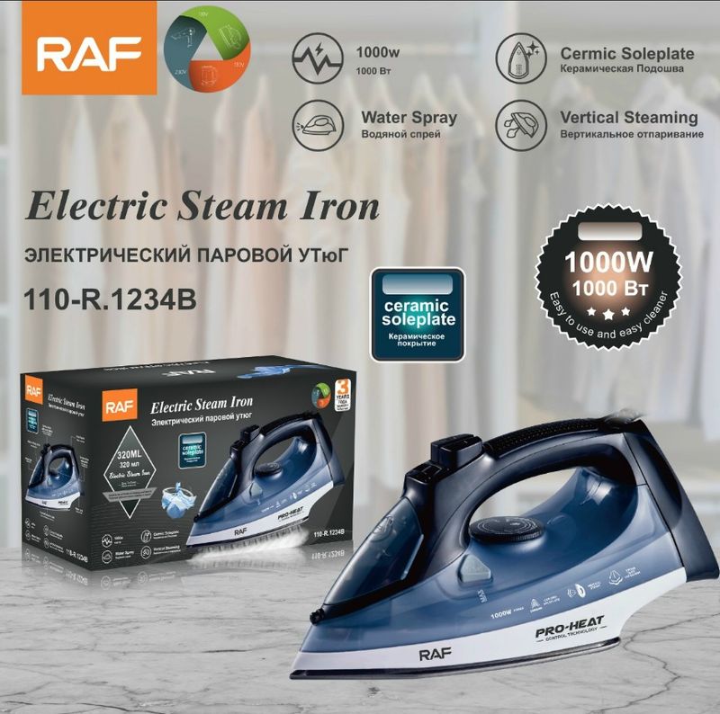 Fier de călcat cu abur standard european, fier de călcat electric portabil cu fir suspendat, uz dublu uscat și umed 2200W_voghion.com