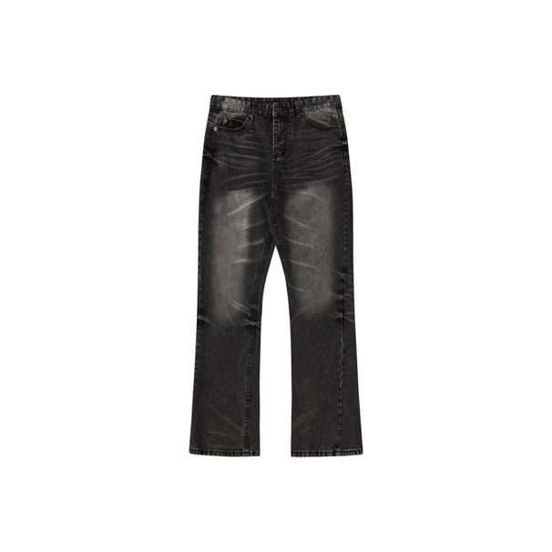 Men's Clothing Retro Vintage Niche Design Retro Washed Black Bootcut Jeans_voghion.com