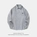 Men's Retro Stripe Long Sleeve Shirt, Contrast Color Loose Fit Casual Top With Embroidered Pocket, Spring & Summer Streetwear Shirt Jacket_voghion.com