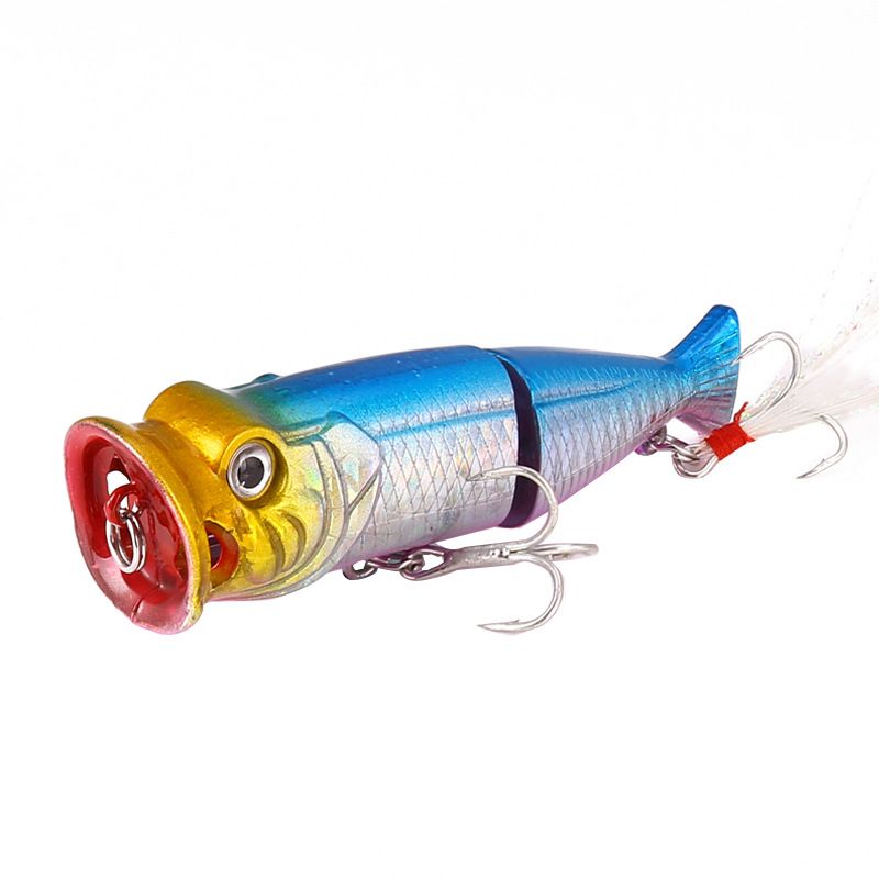 Lure Bait Two Section Fish Bait Water Surface Tie Blood Groove Feather Three Hook Wave Climbing Simulation Bait Hard Bait Fishing Gear_voghion.com