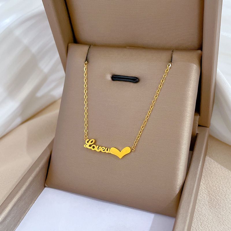 [Volledig lichaam titanium staal] Letter Love persoonlijkheid minimalistische gouden ketting in Wind Furnace vrouwelijke INS mesh rode kraag_voghion.com