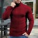 Maglione da uomo slim fit a collo alto, pullover casual in maglia, strato di base in tinta unita, misto cotone lavabile in lavatrice, antipiega_voghion.com