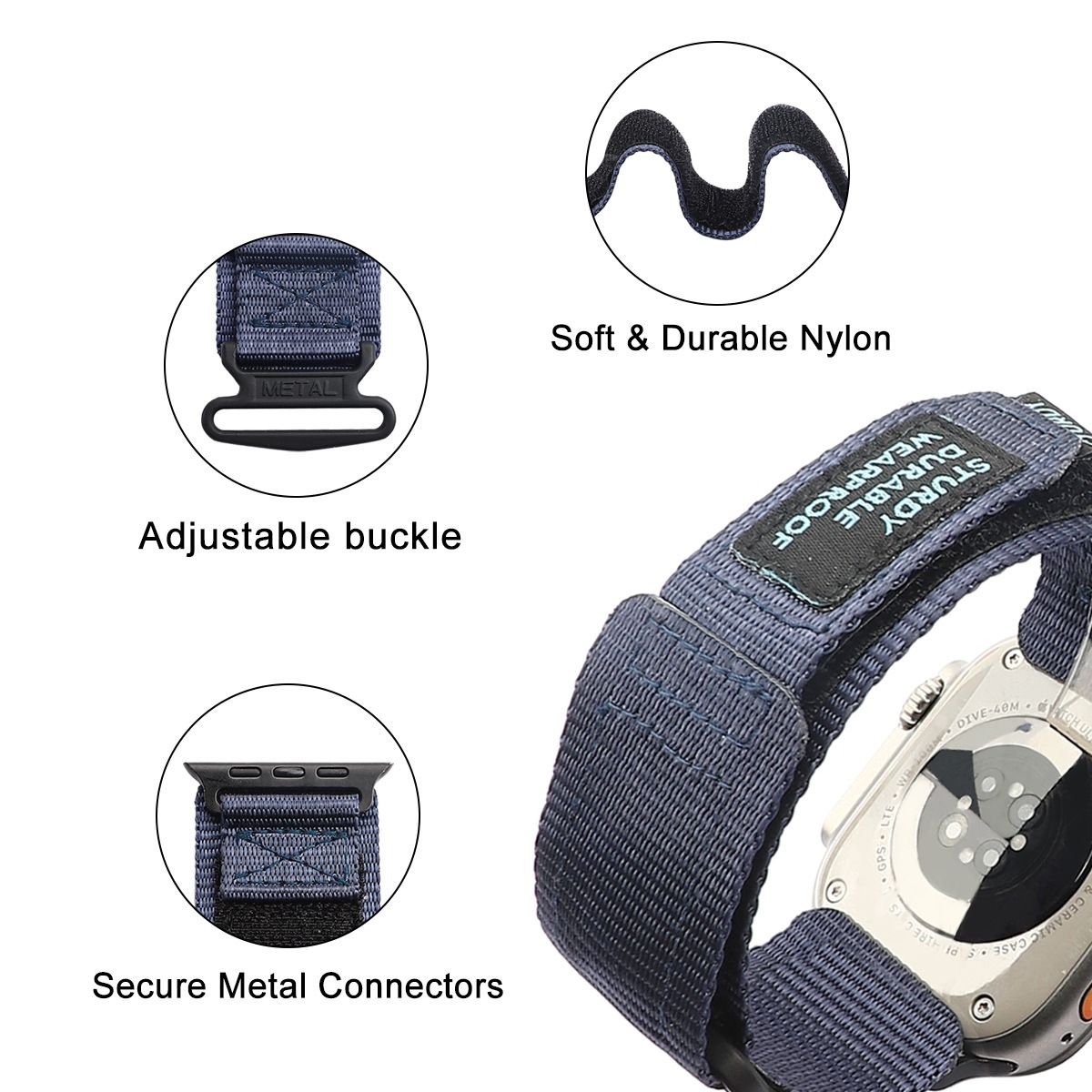 Applicable to Apple nylon canvas watch strap iwatchse1-8 generation S9 alpine nylon loop Velcro watch strap 38m_voghion.com