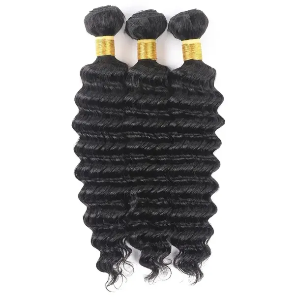 Paquetes de cabello humano de onda profunda, color natural, calidad Remy brasileña para mujeres_voghion.com
