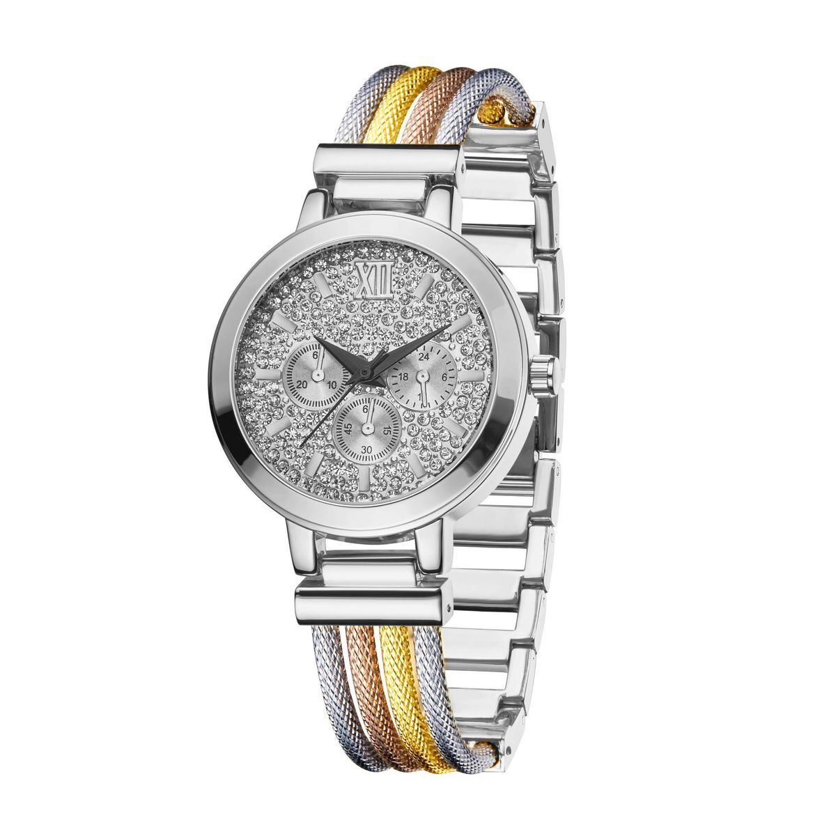 Uhr Modetrend Runde Gold Multi Color Copper Ribbon Damen Quarzuhr_voghion.com