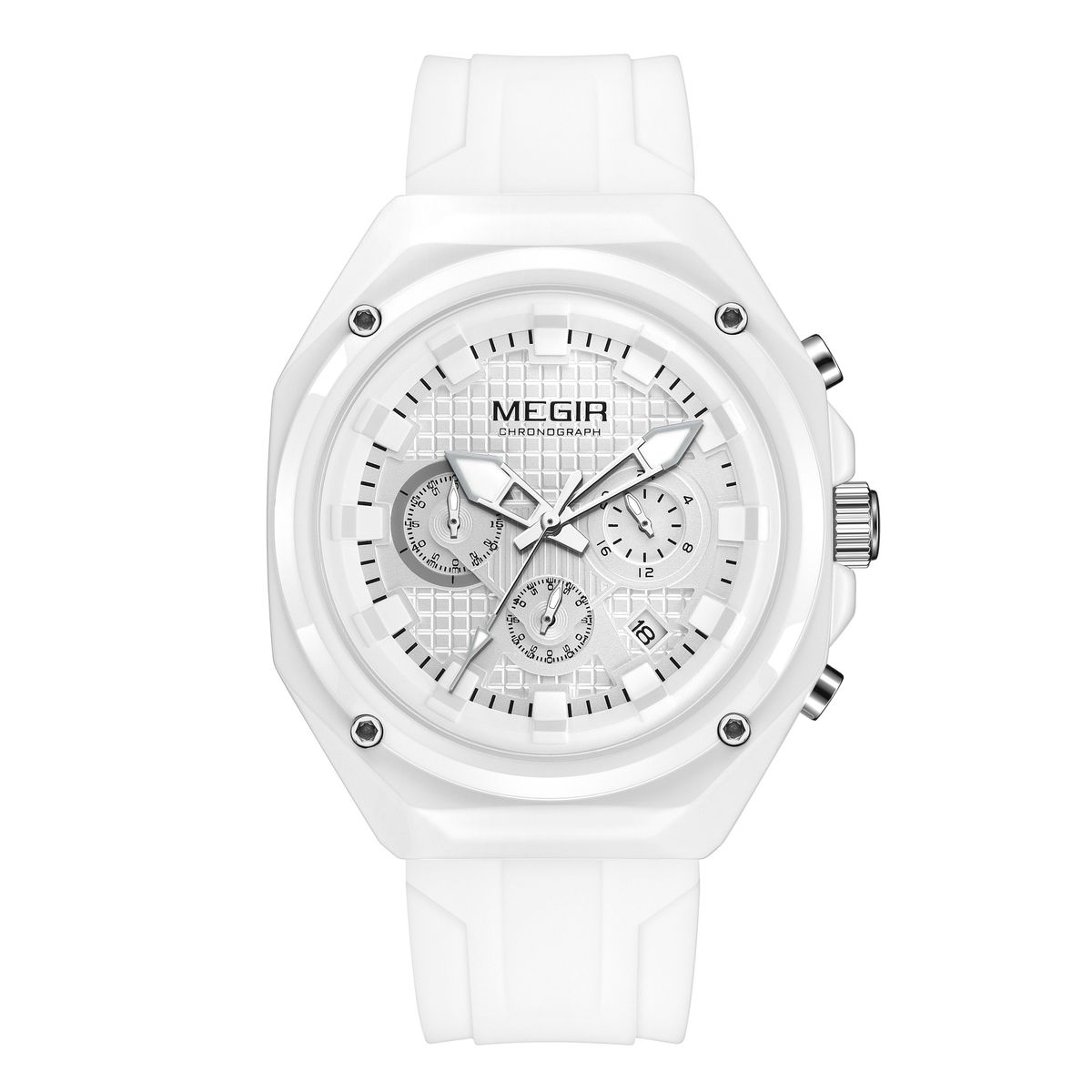 MEGIR 8118 Sporty Silicone Strap Watch With Luminous Hands, Date Display & 30M Water Resistance - Black Case Black Dial Black Strap_voghion.com