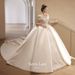 Satin Wedding Dress With Lace Detailing – Empire Waist, A-Line Silhouette, Long Sleeves & Train Options (XS-XXXL) For Petite Brides_voghion.com