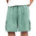 Pantalones cortos cargo elegantes para hombre con cordón y múltiples bolsillos: pantalones cortos casuales de mezcla de algodón elástico para el verano._voghion.com