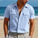 Herren Sommerhemd, amerikanisch, locker, Strand, atmungsaktiv, lässig, Leinen, mehrere Taschen, geknöpft, Arbeitskleidung, kurzärmelig_voghion.com