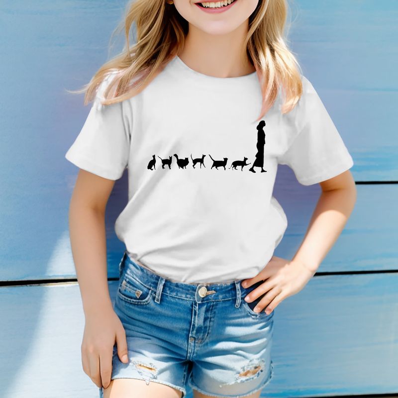Mother & Kids new cute letter print unisex children's pullover round neck short-sleeved T-shirt for middle and large children cartoon tops_voghion.com