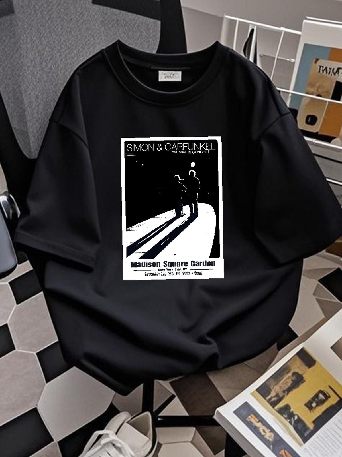 Camiseta para hombre de Simon y Garfunkel Old Friends In Concert, ropa de diseñador, unisex, de moda, cómoda y elástica, para uso diario, suave._voghion.com