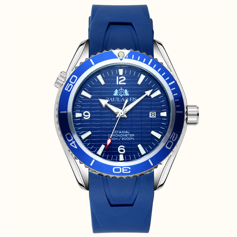 Orologio da uomo meccanico automatico con cintura in acciaio con nastro arancione luminoso_voghion.com