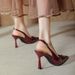 Scarpe da donna, sandali con punta vuota e tacco a spillo, grandi dimensioni, con una parola, rossi, a punta, con tacco alto_voghion.com