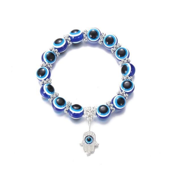 Schmuck Blaues Perlen-Fatima-Hand-Mode-Armband mit bösem Blick, handgefertigt_voghion.com