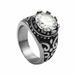 Jewelry Titanium Inlaid Diamond Trendy Men Punk Stainless Steel Edge Shape Multicolor Ring Straight_voghion.com
