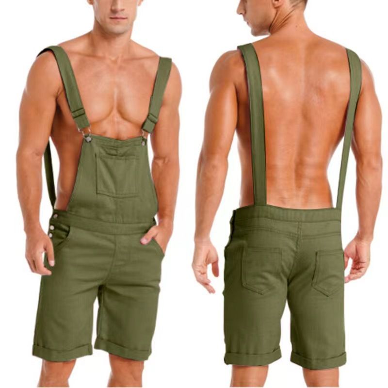 Męskie spodnie ogrodniczki typu cargo w stylu vintage – bawełniane, o luźnym kroju, z wieloma kieszeniami, idealne na lato, na co dzień i do ulicznego stylu_voghion.com