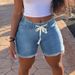 Women’s Clothing High Elastic Jeans Women's Straight Shorts Elastic Waist Tie Beach Pants_voghion.com