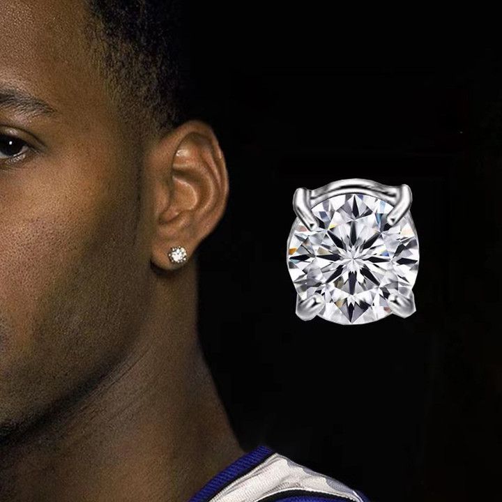 Magnetische clip-on oorbellen voor mannen, hypoallergene titanium stalen oorbellen met zirkonia, niet-gepiercete punk-stijl enkele oorbel_voghion.com