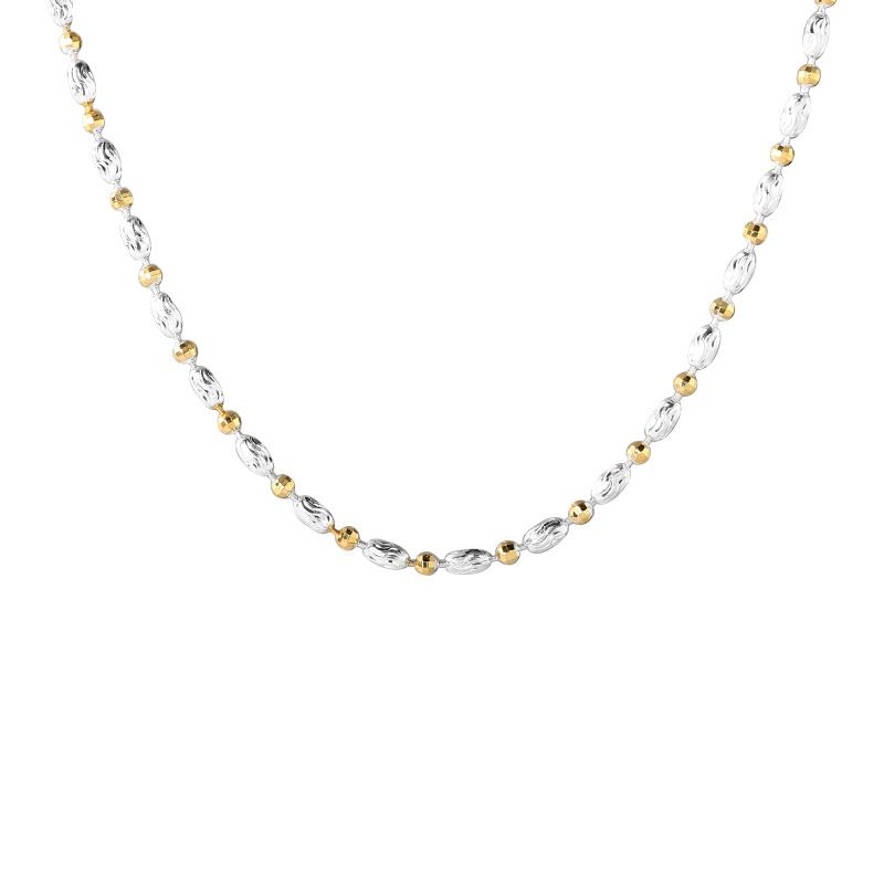 Collana con perline di riso intagliate in argento puro S per donna, catena per clavicola, blocco di colore di alta qualità N1259_voghion.com