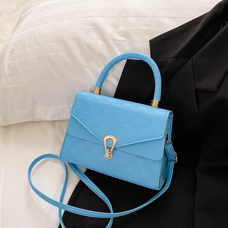 Borsa da donna in stile western con motivo litchi, nuova borsa a tracolla semplice e casual, piccola borsa quadrata._voghion.com