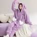 Bunny Autumn And Winter One-piece Pajamas Women's Thickened And Velvet Thermal Hooded Loungewear_voghion.com