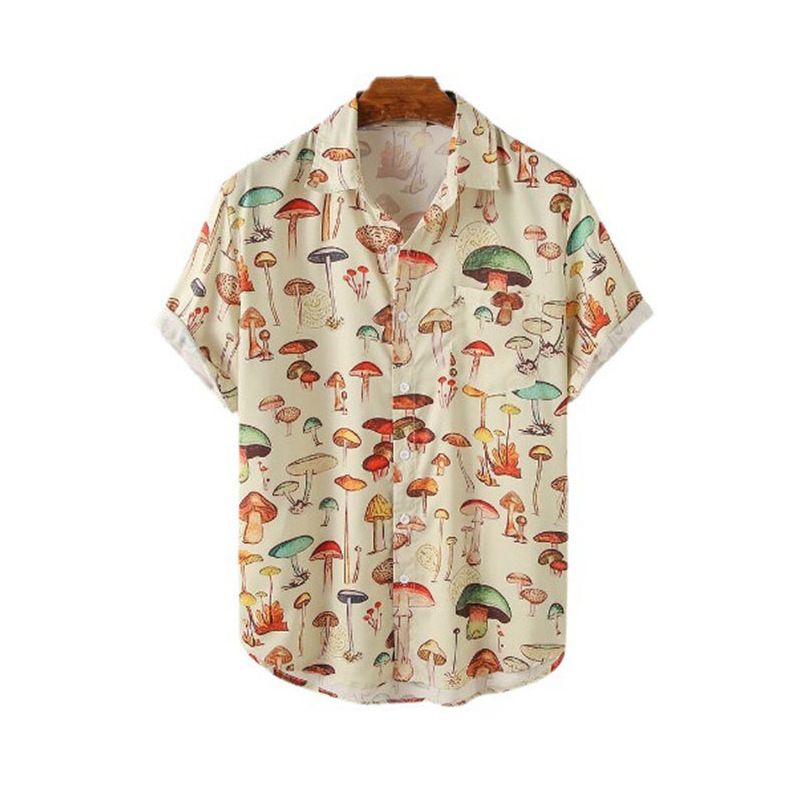 Camicie hawaiane larghe personalizzate con stampa a fungo, per uomo, stile estivo, nuovo e di tendenza_voghion.com