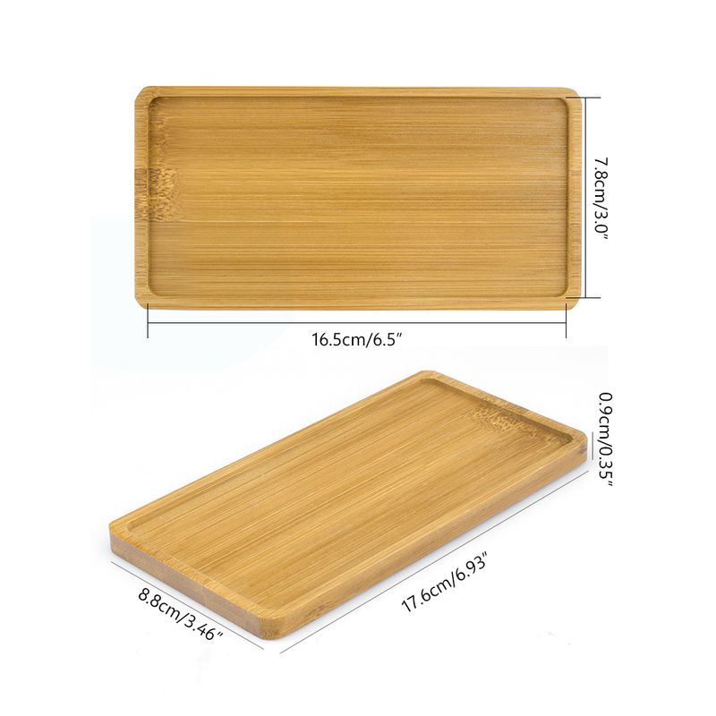 1pc Wooden Bamboo Tray Succulent Cactus Holder Pot Tray Simple Elegan Design Home Decor Plant Flower Pot Saucer Rectangle Shape_voghion.com