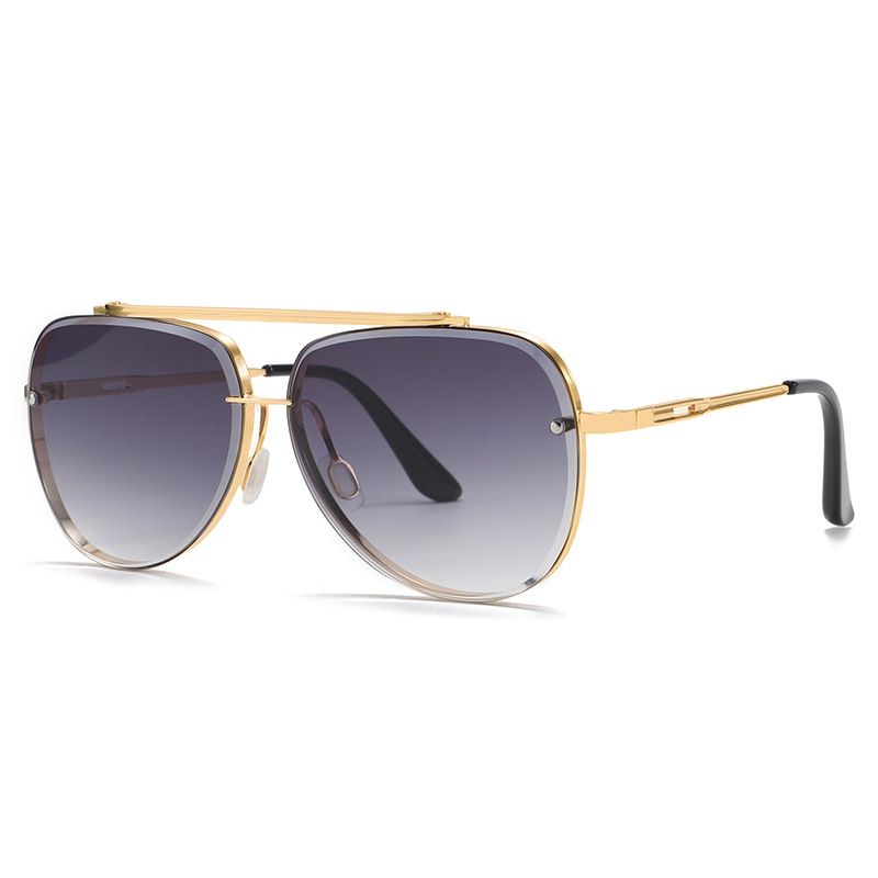 Lunettes de soleil rétro punk à double faisceau, nouvelles lunettes de soleil aviateur en métal de mode de rue_voghion.com