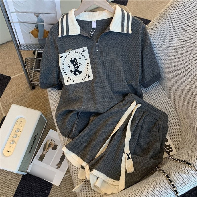 Women's Clothing Large Size Casual Fashion Suit For Women Summer New Loose Short Sleeved Sports Shorts Two Piece Suit_voghion.com