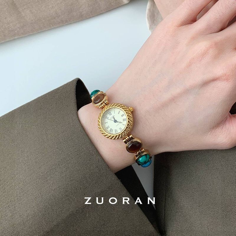 Antique Color Stone Design Sense Fashion Trend Temperament Women's Quartz Watch_voghion.com