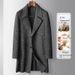 Men's Double-Faced Wool Overcoat - Slim Fit Long Trench Coat With Notched Lapel, Premium Casual Winter Coat (Dark Grey)_voghion.com