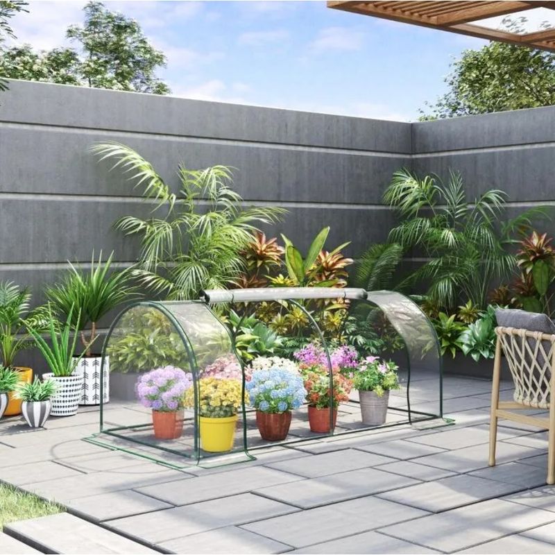 L 2.5' 7' X PVC H Tunnel Garden 3' Cover House Greenhouse Portable For Outdoor W Hot 4 With X Zippered Doors,_voghion.com