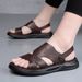 Top Layer Cowhide Sandals Summer 2025 Soft Soled Beach Shoes Men's Casual Wear, Suitable For Both Middle-aged Elderly_voghion.com