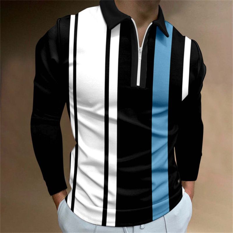 2025d 2025 Neues, langärmliges, lässiges, schmal geschnittenes Herren-Sport-Poloshirt mit Reißverschluss_voghion.com