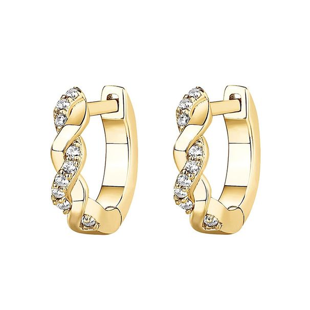 HOOPS Orecchini personalizzati a forma di 8 con diamanti per le donne Temperamento Orecchini a forma di ago dritto in oro 14k per le donne_voghion.com